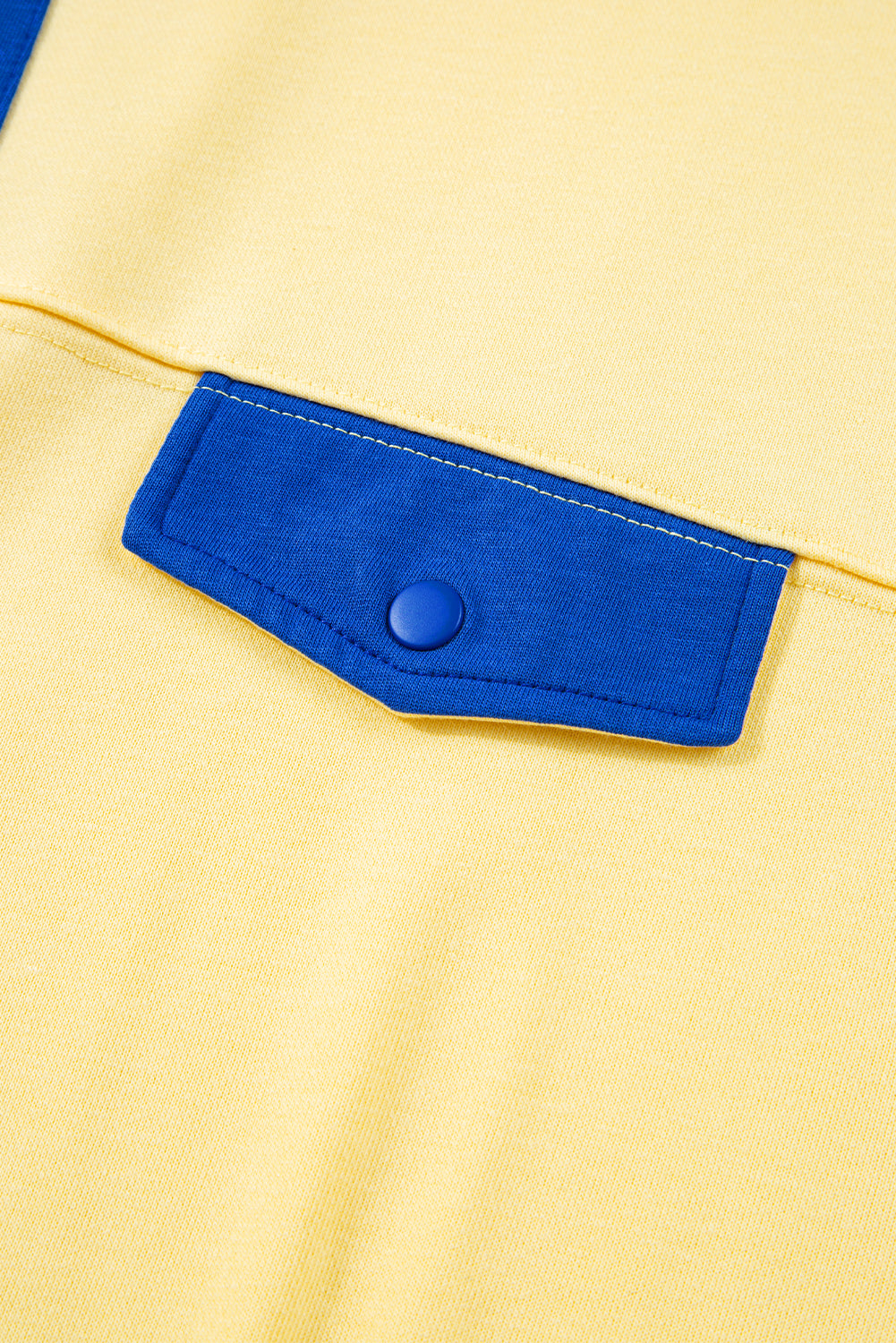 Yellow Color Block Patchwork Half Button Pullover and Shorts 2pcs Outfit Short Sets JT's Designer Fashion