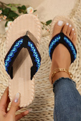 Blue Woven Strap Flat Flip Flops Slippers JT's Designer Fashion