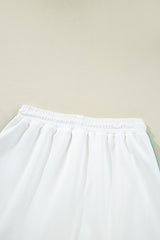 White Colorblock Edge Cap Sleeve Collared Top 2 Piece Skirt Set Two Piece Dresses JT's Designer Fashion