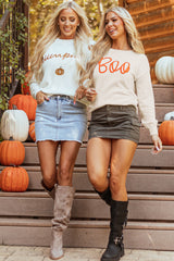 Apricot Boo Knitted Pattern Ribbed Edge Drop Shoulder Sweater Sweaters JT's Designer Fashion