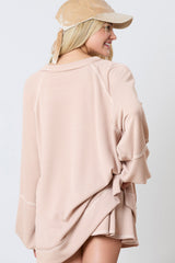 Jet Stream Corded Lantern Sleeve Top High Waist Ruffled Mini Skirt Set Two Piece Dresses JT's Designer Fashion