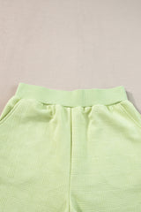 Meadow Mist Green Textured Cropped Hoodie and Shorts Set Short Sets JT's Designer Fashion