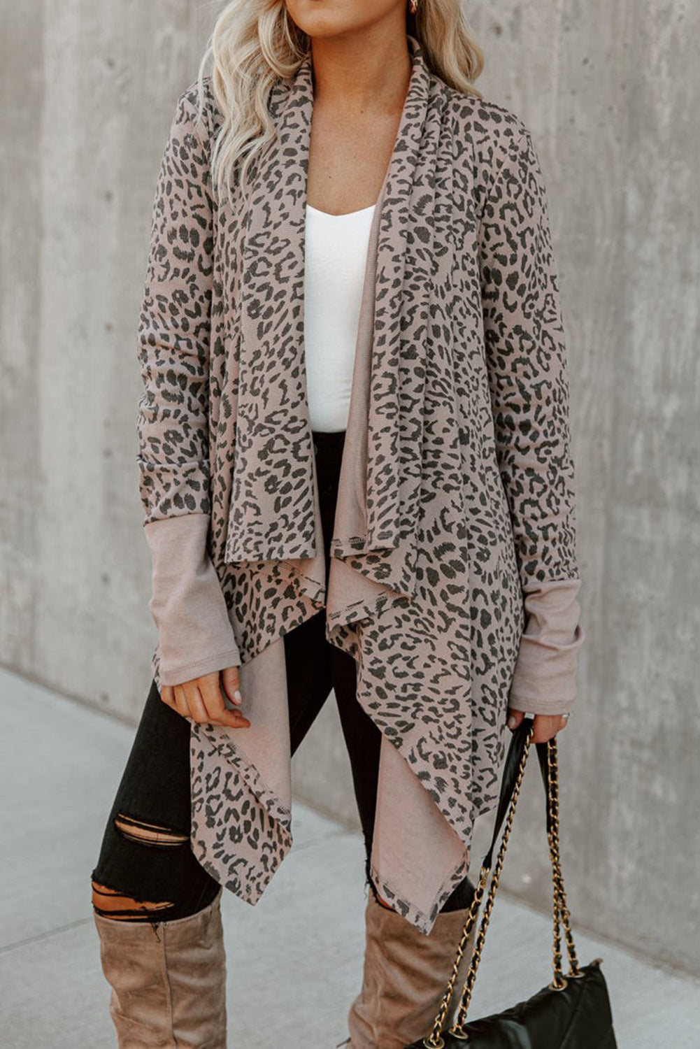 Leopard Open Front Cardigan Sweaters & Cardigans JT's Designer Fashion