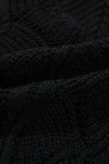Black Hollow Out Knit V Neck Drop Shoulder Sweater Sweaters JT's Designer Fashion