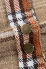 Khaki Plaid Colorblock Patchwork High Low Shacket Plaid Shackets JT's Designer Fashion