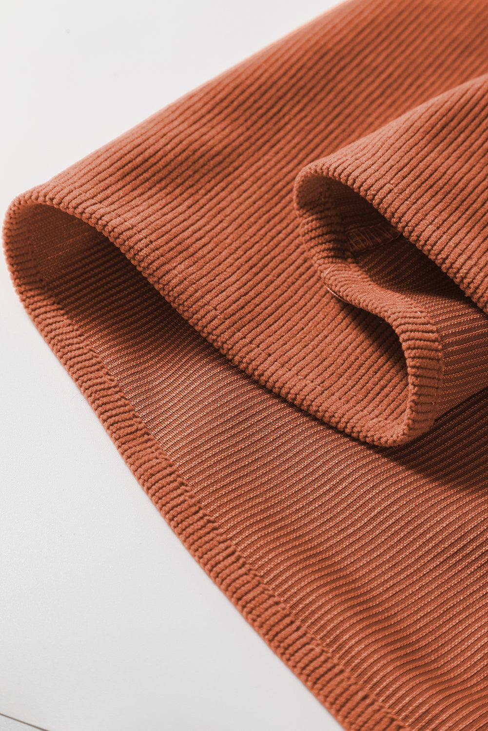 Cinnamon Bracelet Sleeve Split Neck Scallop Detail Pleated Corduroy Mini Dress Mini Dresses JT's Designer Fashion