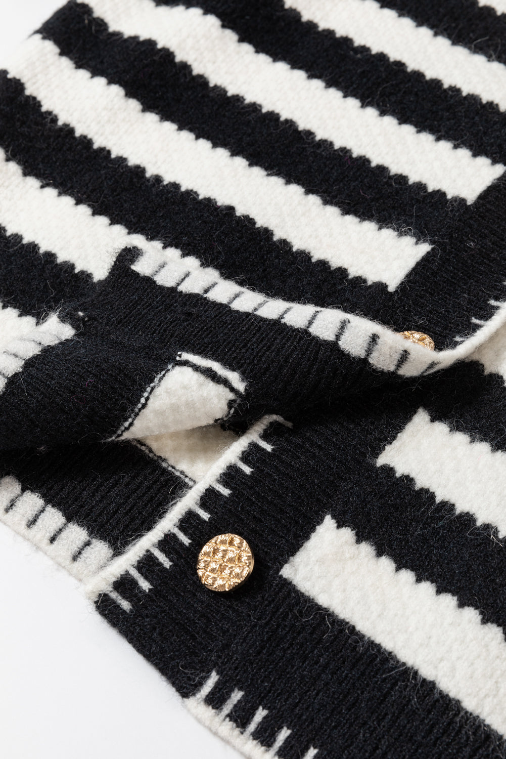 White Stripe Chic Golden Button Cardigan Sweater Cardigans JT's Designer Fashion