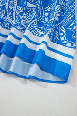 Blue Paisley V Neck Crisscross Backless Long Dress Maxi Dresses JT's Designer Fashion