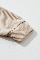 Apricot Asymmetric Buttons Detail High Neck Textured Sweatshirt Sweatshirts & Hoodies JT's Designer Fashion