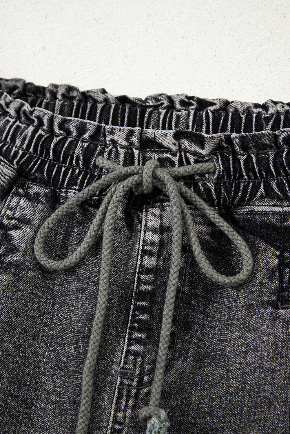 High-rise Drawstring High Waist Casual Denim Shorts with Pockets Denim Shorts JT's Designer Fashion