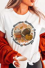 White Pumpkin Rugby Graphic Print Short Sleeve Top Graphic Tees JT's Designer Fashion