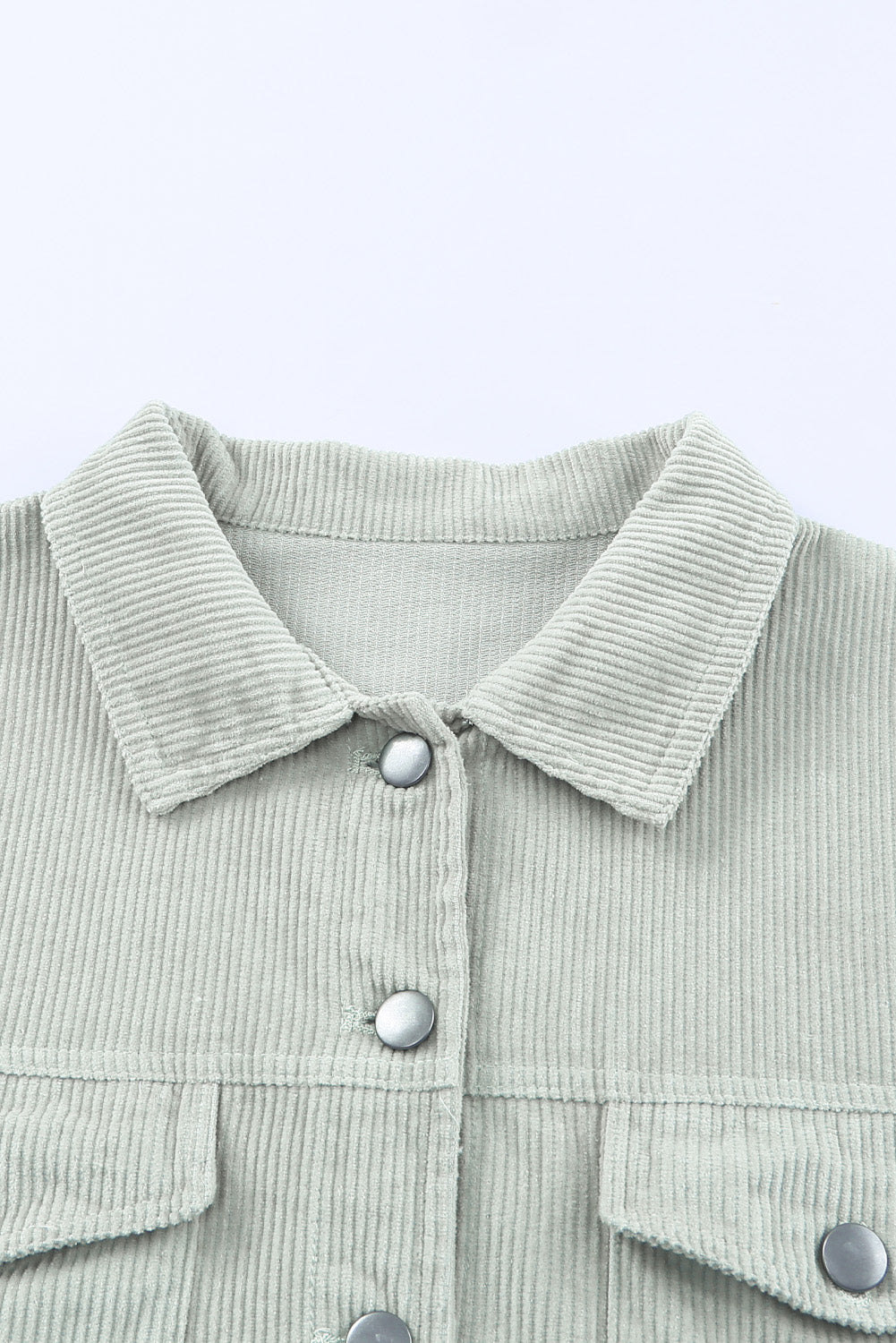 Sky Blue Raw Hem Flap Pockets Cropped Corduroy Jacket Jackets JT's Designer Fashion