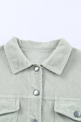 Sky Blue Raw Hem Flap Pockets Cropped Corduroy Jacket Jackets JT's Designer Fashion