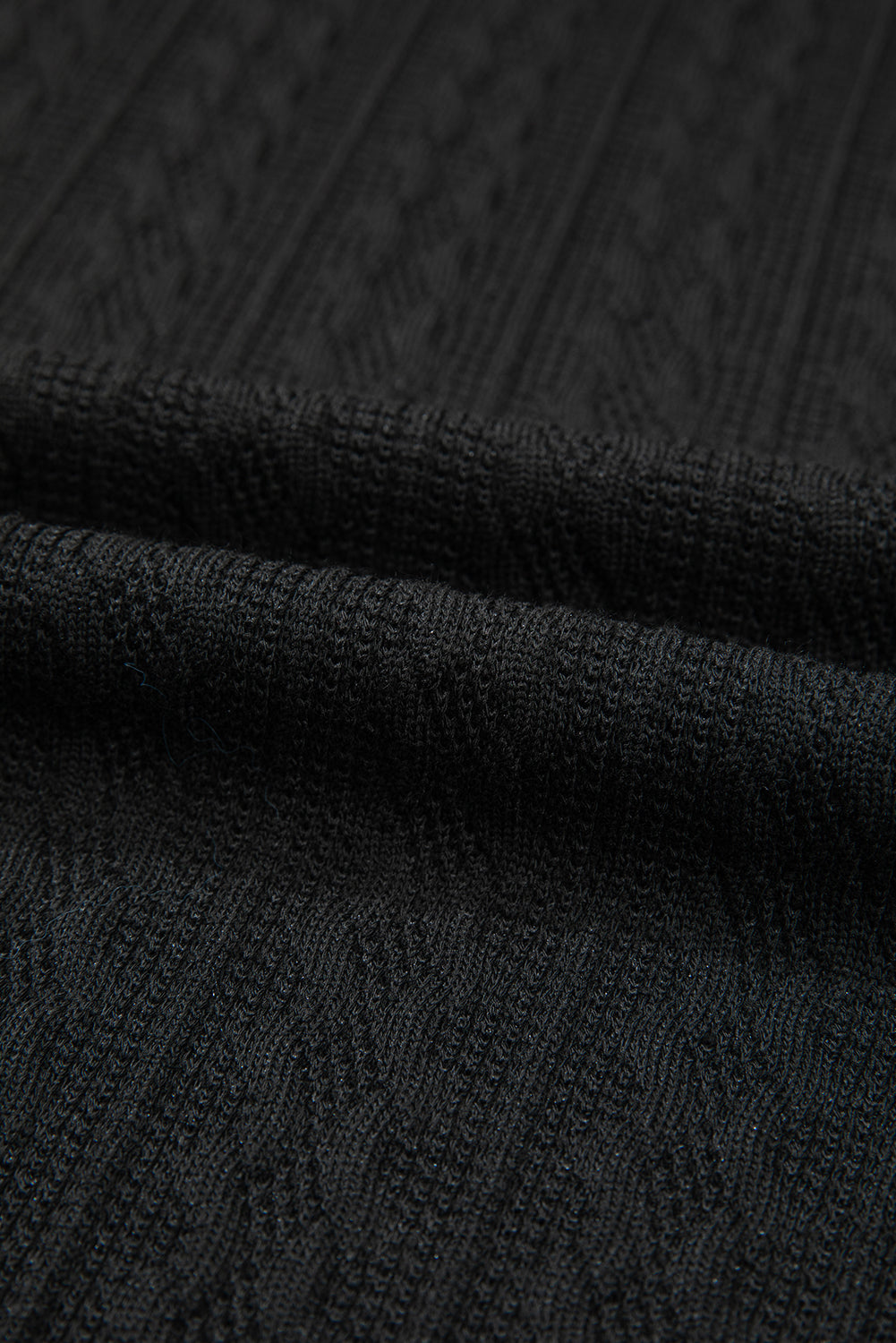Black Textured Knit Side Pockets Open Front Cardigan Cardigans JT's Designer Fashion