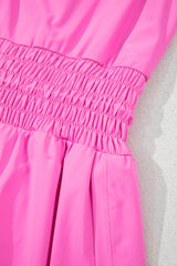 Sachet Pink Plain Sleeveless Loop Drawstring Cinched Waist Romper Jumpsuits & Rompers JT's Designer Fashion