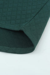 Green Geometric Texture Plaid Trim Sweatshirt Sweatshirts & Hoodies JT's Designer Fashion