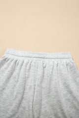 Light Grey Color Block Raw Hem Pullover and Casual Shorts Set Short Sets JT's Designer Fashion