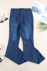 Sky Blue Distressed Bell Bottom Denim Pants Jeans JT's Designer Fashion