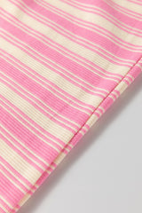 Pink Stripe Knotted Strap Patched Pocket Romper Jumpsuits & Rompers JT's Designer Fashion