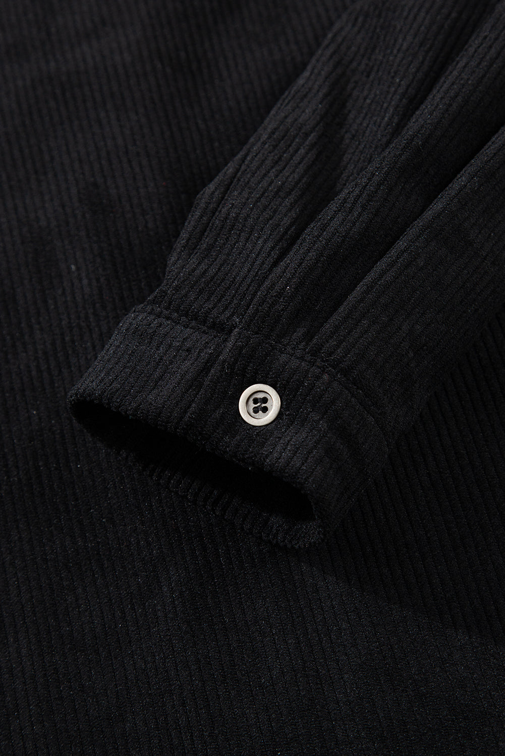 Black Corduroy Shirt Style Full Button Long Sleeve Shift Mini Dress Mini Dresses JT's Designer Fashion