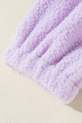 Lavendula Zipped Patch Pocket Fuzzy Drawstring Hoodie Sweatshirts & Hoodies JT's Designer Fashion