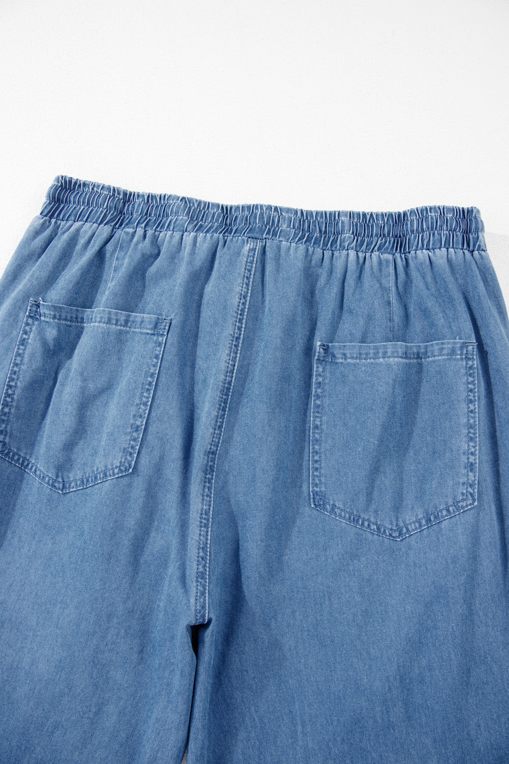 Dusk Blue Drawstring Waist Pocketed Plus Size Denim Joggers Plus Size Bottoms JT's Designer Fashion