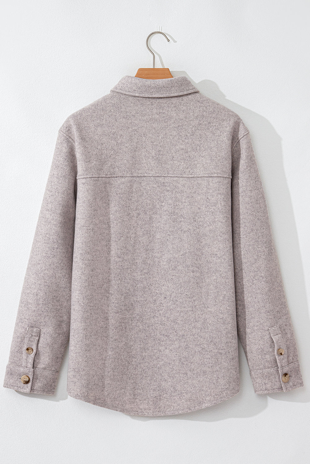 Light Grey Turn Down Collar Flap Pockets Buttoned Shacket Jackets JT's Designer Fashion