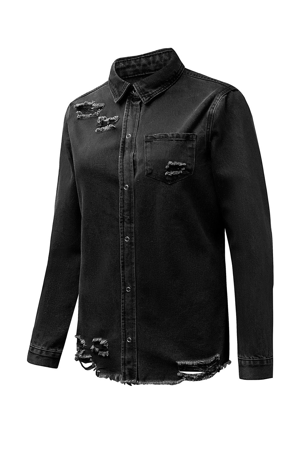 Black Ripped Denim Jacket Denim Jackets JT's Designer Fashion