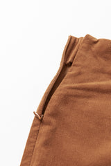 Chestnut Solid Color Double Breasted Straight Leg Pants Pants & Culotte JT's Designer Fashion
