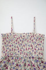 Multicolour Bohemian Ditsy Floral Smocked Fit Flare Sundress Floral Dresses JT's Designer Fashion