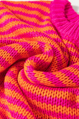 Rose Stripe 3/4 Puff Sleeve Drop Shoulder Sweater Sweaters JT's Designer Fashion
