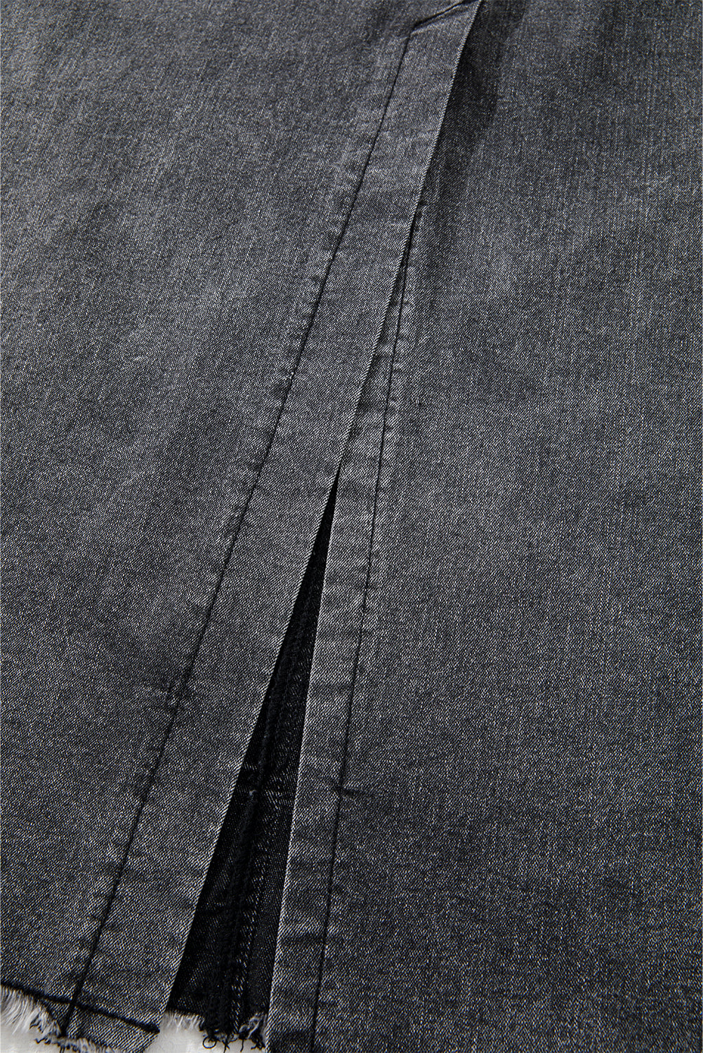 Dark Grey Denim Raw Hem Back Split High Waist Long Skirt Skirts & Petticoat JT's Designer Fashion