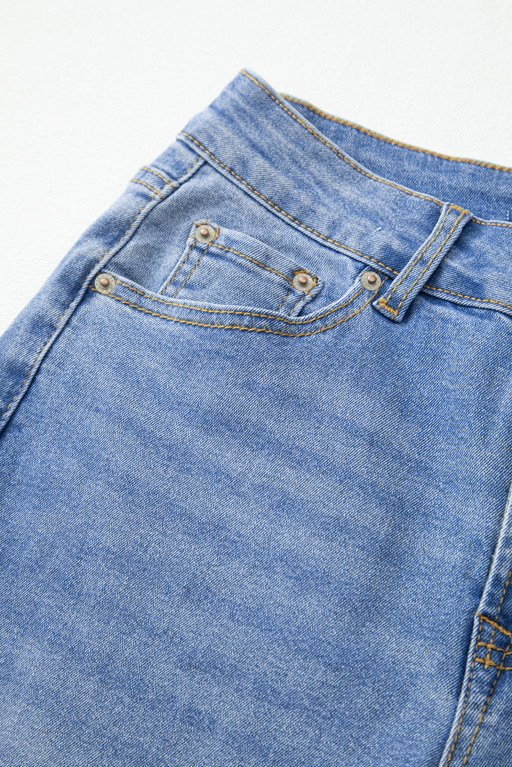 Dusk Blue Raw Hem Unique Cuffs Straight High Rise Loose Jeans Jeans JT's Designer Fashion