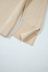 Parchment Solid Textured Knit Split Cuff Drop Shoulder Loose Sweater Sweaters JT's Designer Fashion