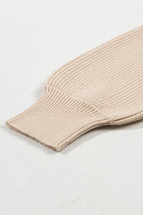 Apricot Lantern Sleeve V Neck Knot Back Sweater Sweaters JT's Designer Fashion