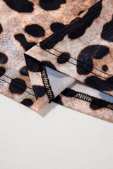 Brown Leopard Round Neck Long Sleeve Slim Top Long Sleeve Tops JT's Designer Fashion