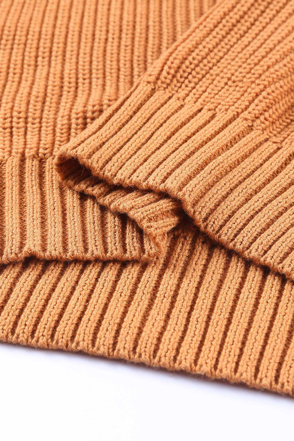 Brown Crew Neck Cold Shoulder Hollow-out Back Sweater Sweaters & Cardigans JT's Designer Fashion