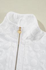 White Leopard Jacquard Quarter Zip Tee and Shorts Set Short Sets JT's Designer Fashion