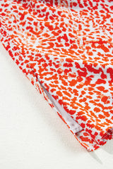Tomato Red Leopard Print Long Sleeve Hollowed Back Split Mini Dress Mini Dresses JT's Designer Fashion