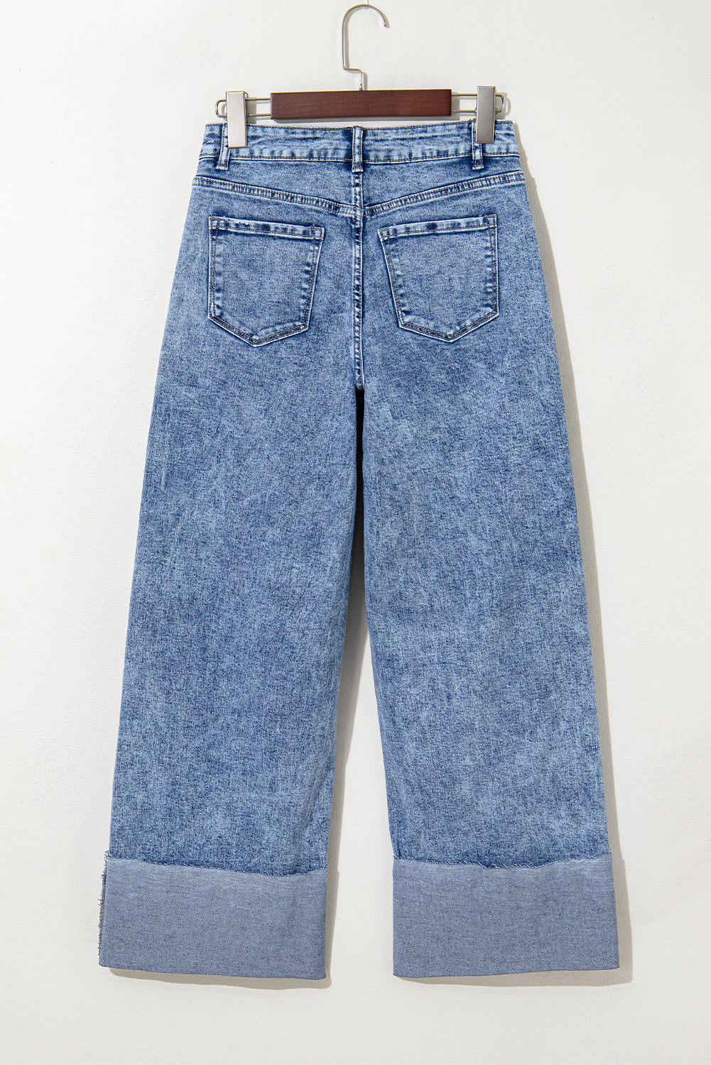 Ashleigh Blue Mineral Wash Bottom Cuff Distressed Wide Leg Jeans Jeans JT's Designer Fashion