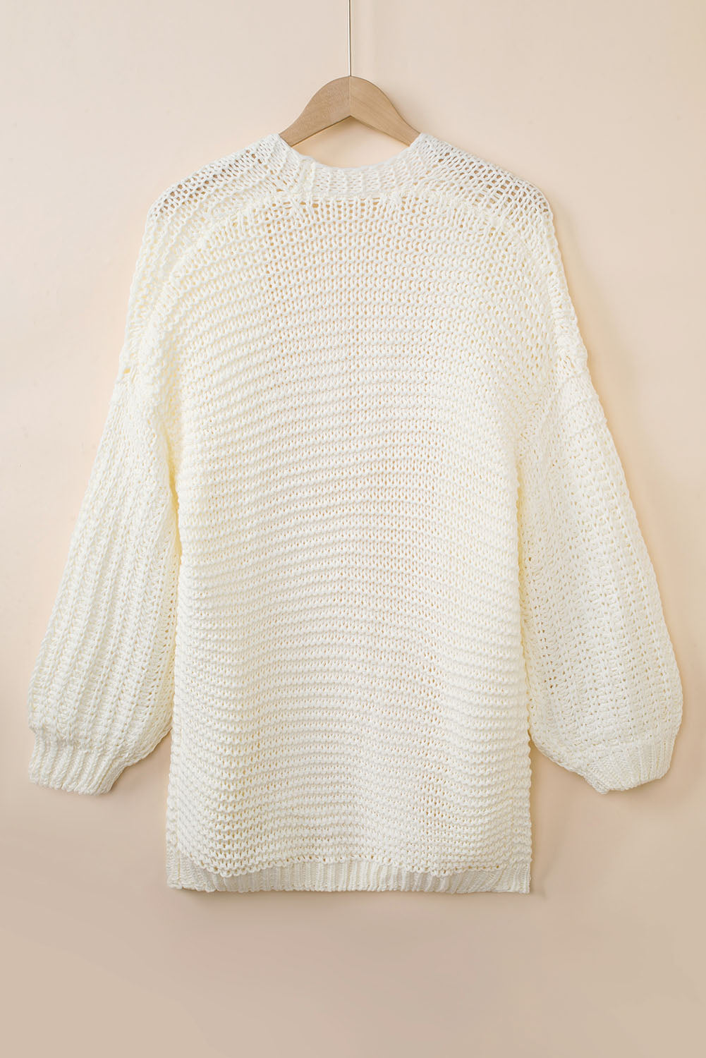 White Chunky Oversize Knit Drop Shoulder Puff Sleeve Cardigan Cardigans JT's Designer Fashion