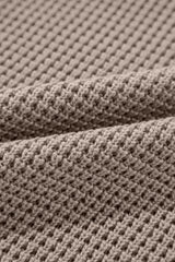 Smoke Gray Striped Plaid Patchwork Waffle Knit Turtleneck Sweater Sweaters JT's Designer Fashion