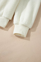 Beige Sherpa HOWDY Patched Pullover Sweatshirt Sweatshirts & Hoodies JT's Designer Fashion