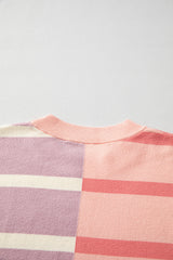 Pink Stripe Colorblock Oversized Sweater Sweaters JT's Designer Fashion