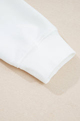 White Ribbed Collar Drop Shoulder Sweatshirt and Shorts Set Short Sets JT's Designer Fashion