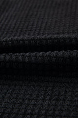 Black Waffle Knit Drop Shoulder Long Sleeve Top Long Sleeve Tops JT's Designer Fashion