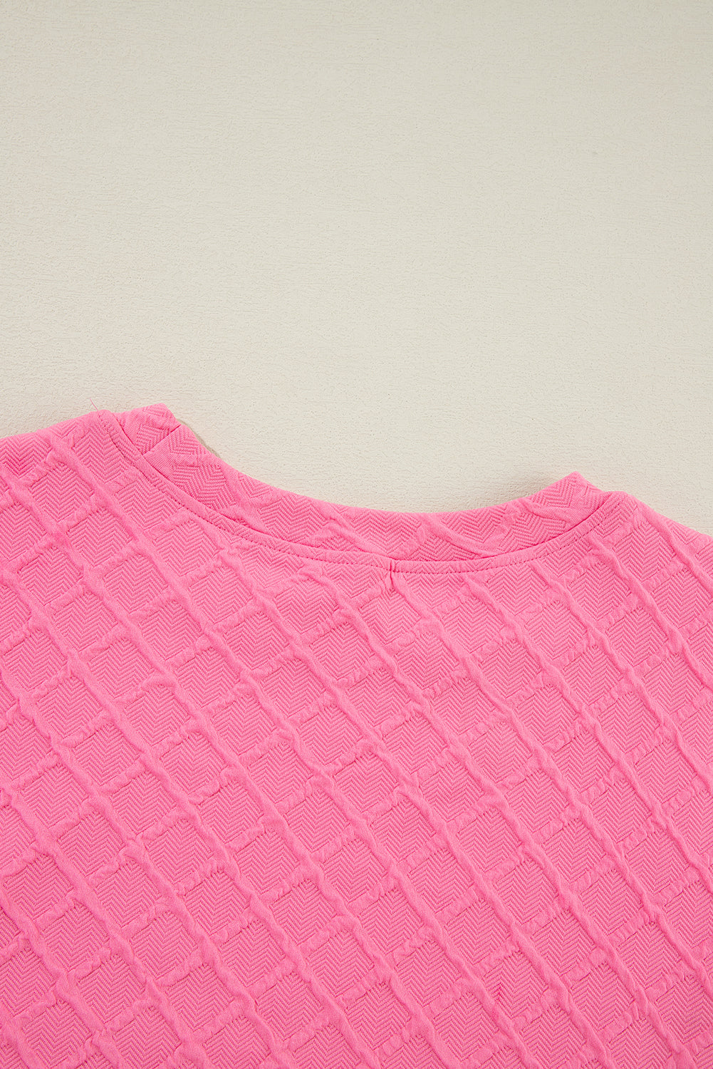 Sachet Pink Checkered Textured Tee and Drawstring Shorts Short Sets JT's Designer Fashion