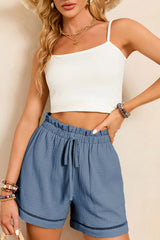 Sail Blue Cotton Gauze Paperbag Shorts Casual Shorts JT's Designer Fashion