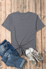 Gray Blooming USA Flag Print Casual T Shirt Graphic Tees JT's Designer Fashion