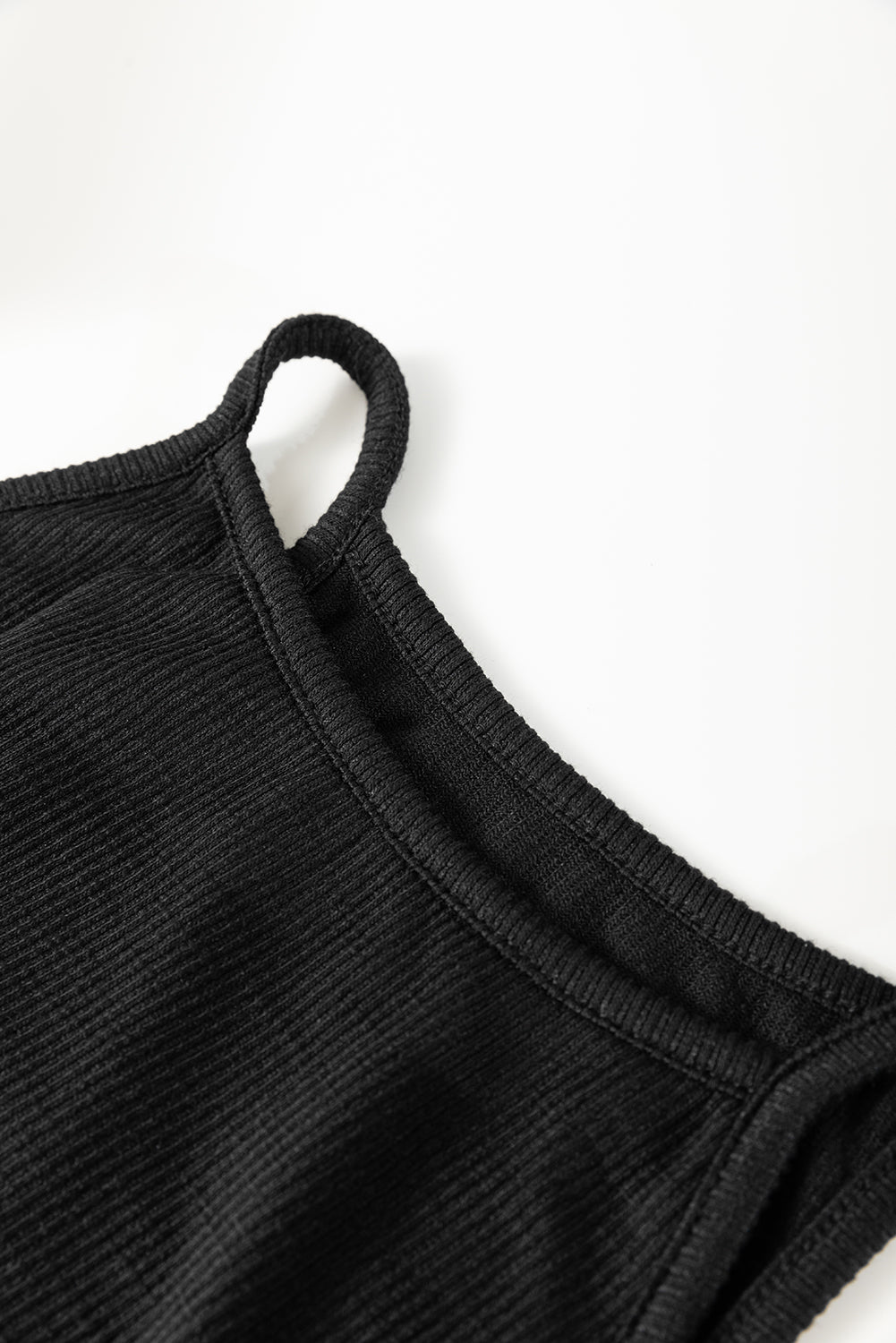 Black Racerback Ribbed Knit Drawstring Bodycon Dress Bodycon Dresses JT's Designer Fashion